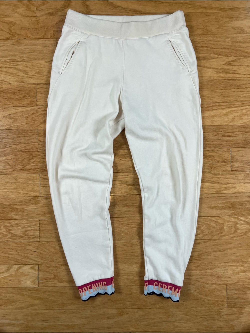 Opening Ceremony White Scallop Logo Cuff Sweatpants Joggers in Cloud